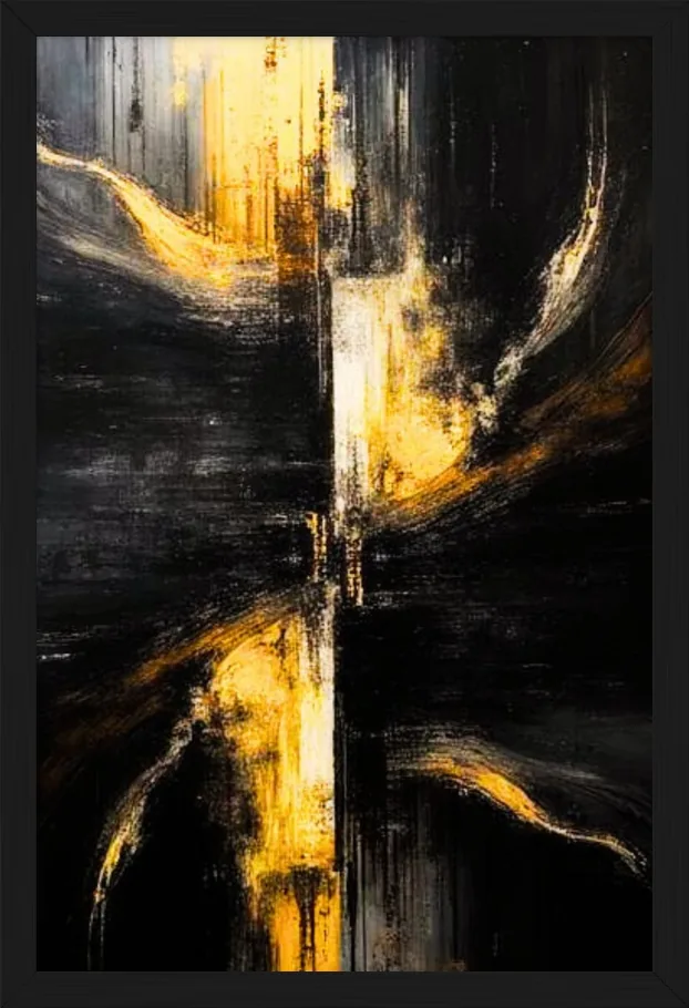 Black & Gold Geometric, framed