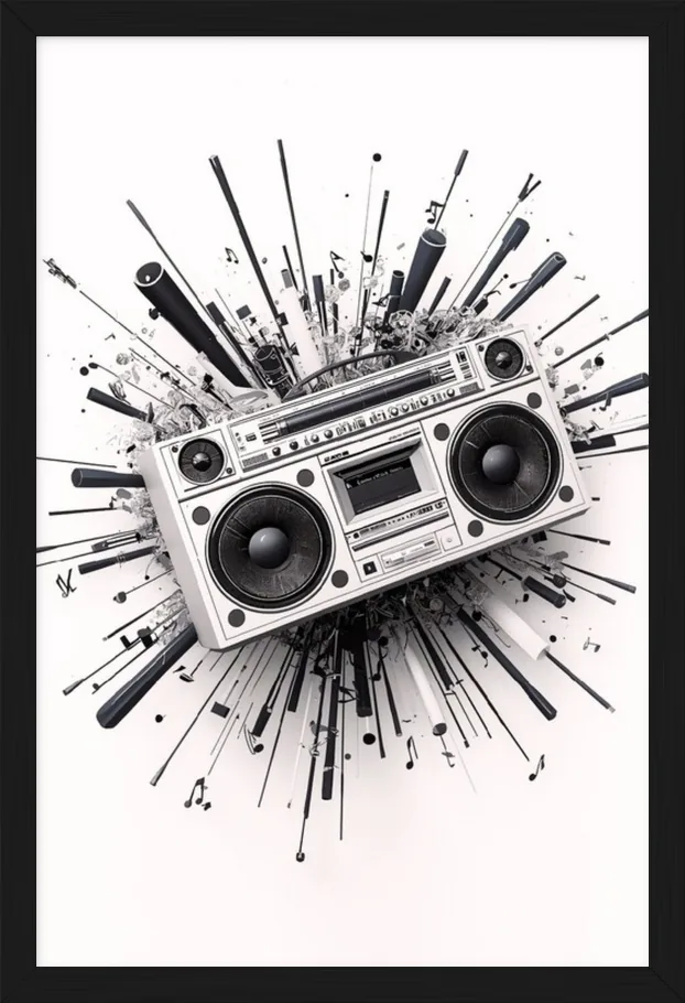 Black & White Music, framed