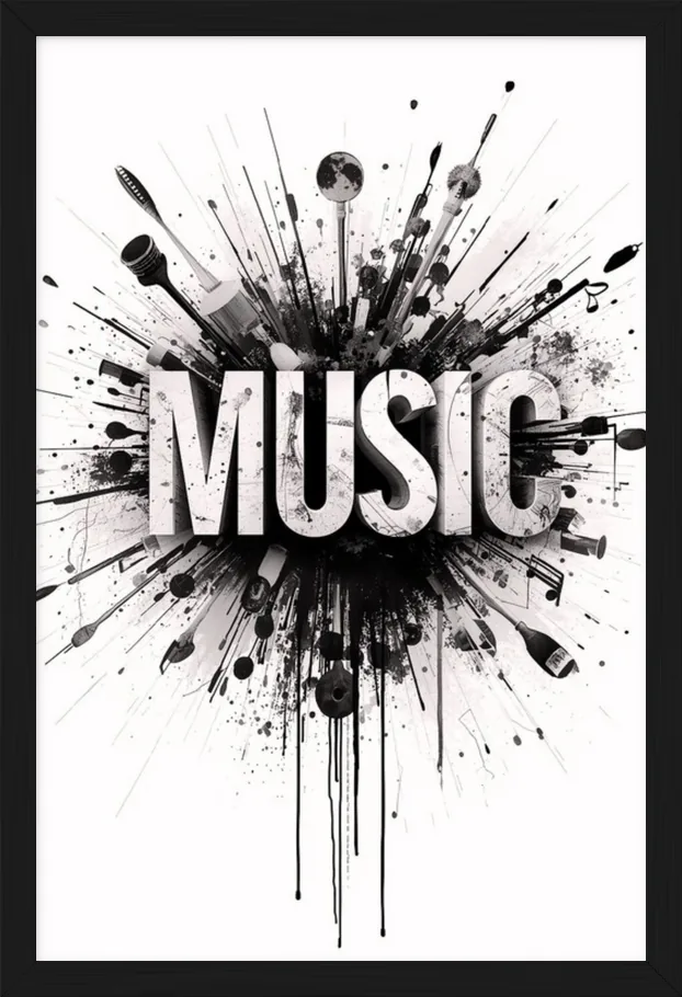 Black & White Music, framed