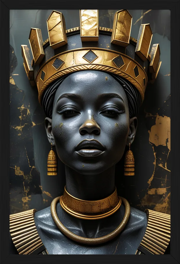 Black Queen, Gold Crown, framed