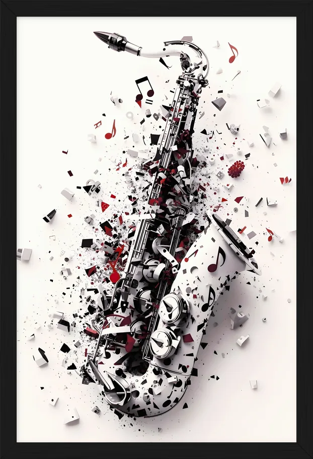 Piano & Saxophone, framed
