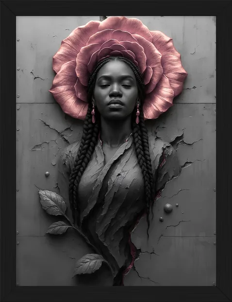 Pink Relief Queen, framed