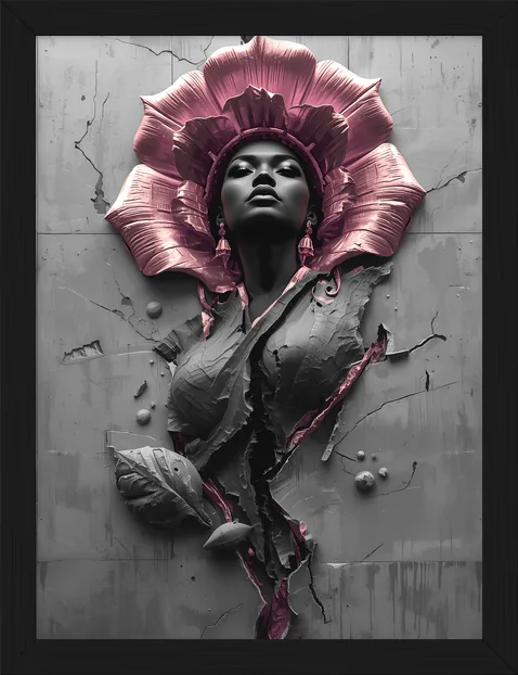 Pink Relief Queen, framed
