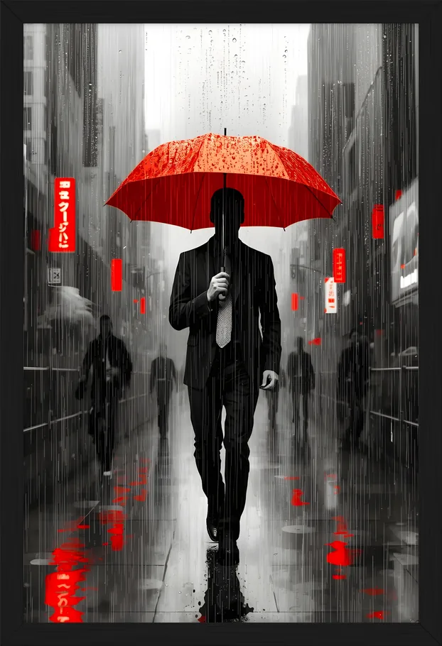 Red Umbrella, framed
