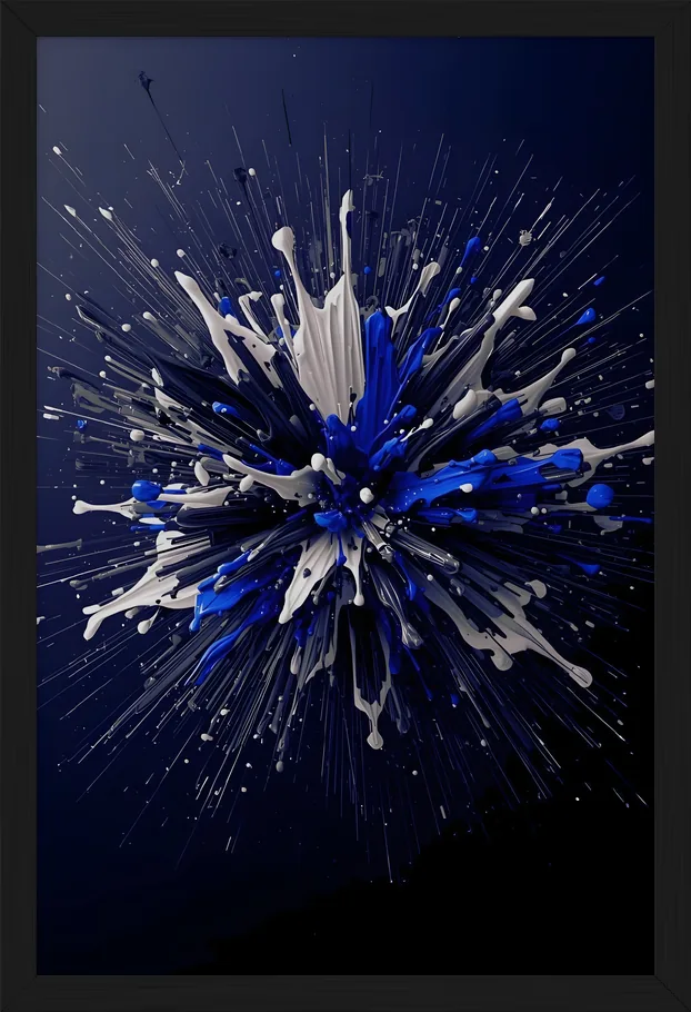 Royal Blue Splash, piece 1 of 2, framed