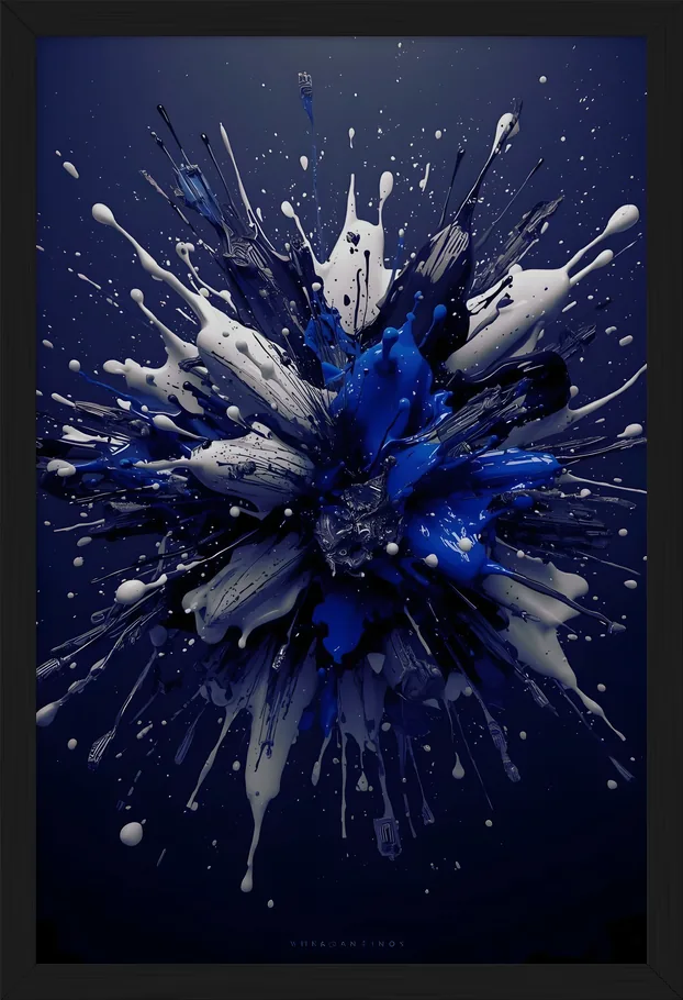 Royal Blue Splash, piece 2 of 2, framed